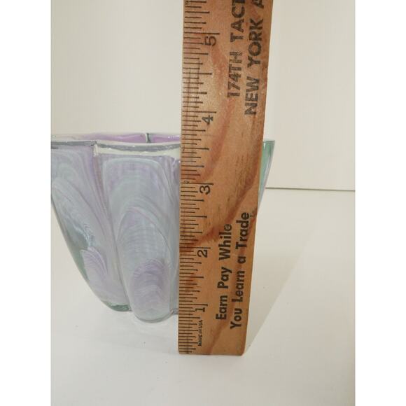 Hand Blown Purple Swirl Ecoglass Glass Candle Holder Bowl Recycled Made In Spain - Picture 9 of 10